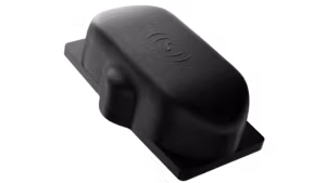 Compact black IoT sensor device designed for monitoring or data collection in tough environments.
