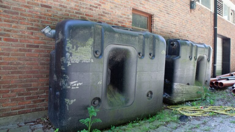 Large outdoor storage tanks, used for storing