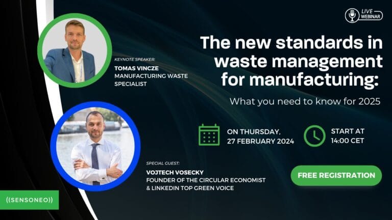 Webinar poster about new waste-management standards for manufacturing.