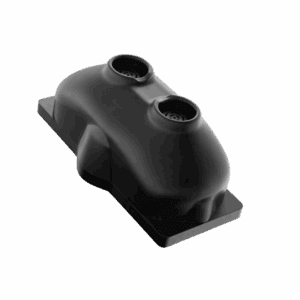 Compact black dual-sensor fill-level monitoring device.
