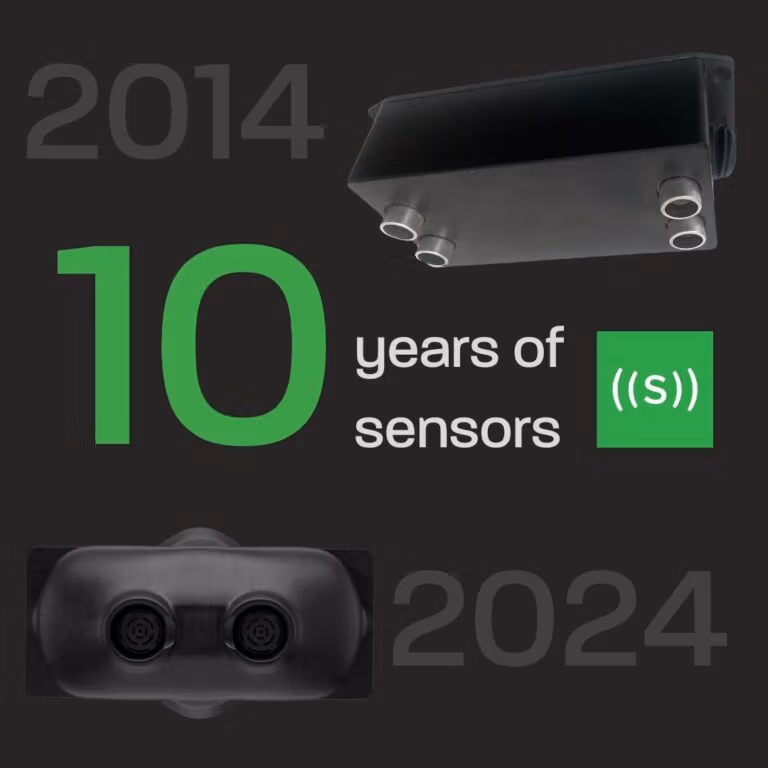 10 years of sensors by Sensoneo, showcasing their evolution from 2014 to 2024.