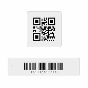 QR code and barcode tags for identifying bins.
