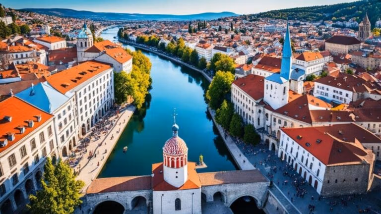 Clean, historic riverside city.