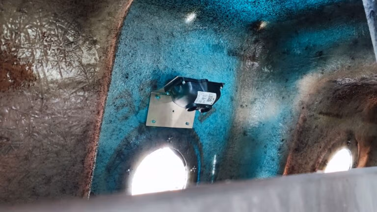 Fill-level sensor installed inside a waste container, enabling real-time monitoring for smarter collection routes.