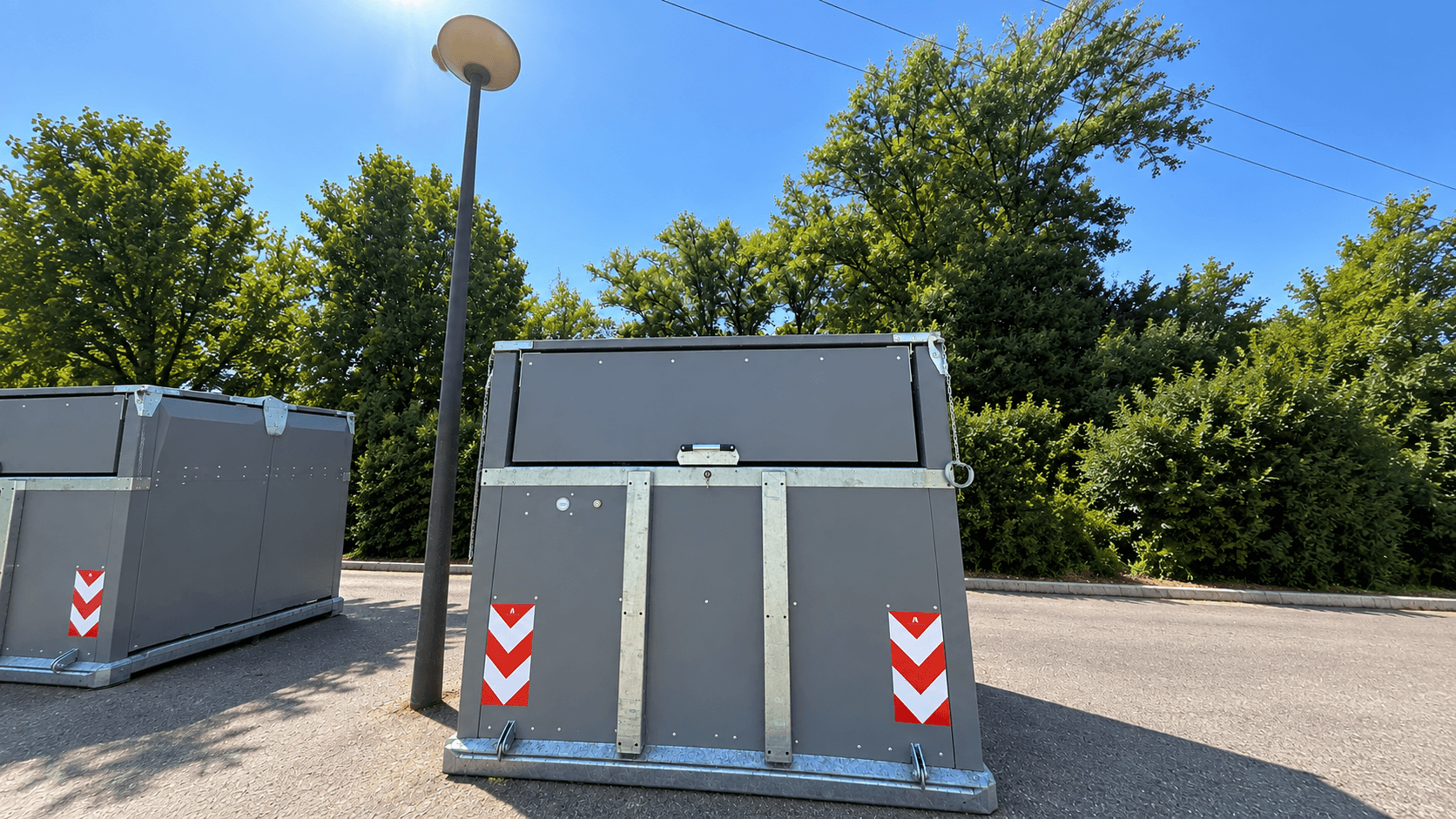 Bin Access Management smart lock installed on a waste container in Portugal